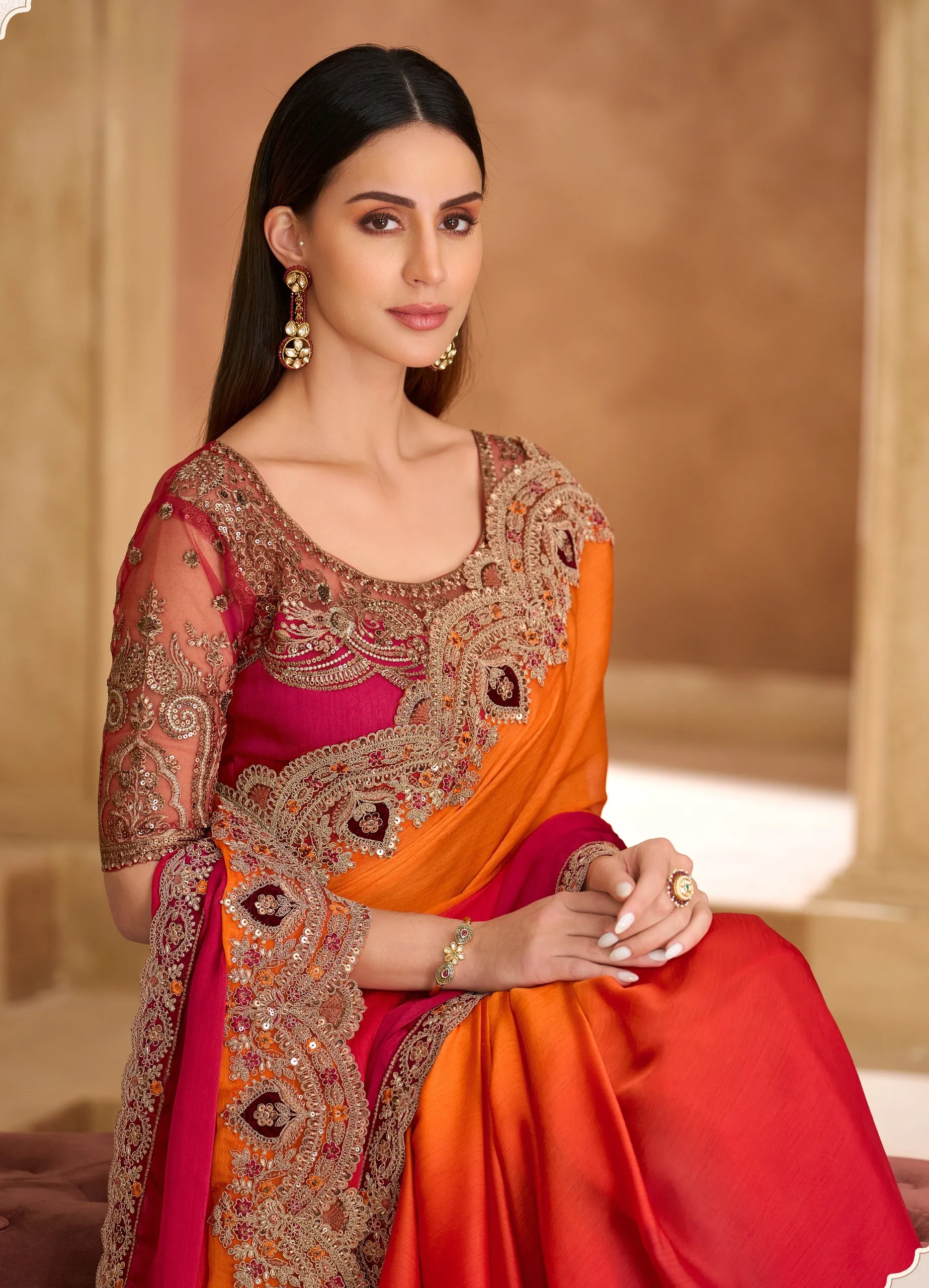 Designer Net Fabric Party Saree